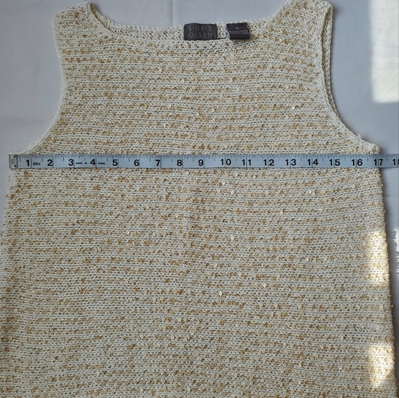 Sigrid Olsen Linen Hand Knit Sleeveless Blouse Sequin Embellished Size Medium - Picture 10 of 11